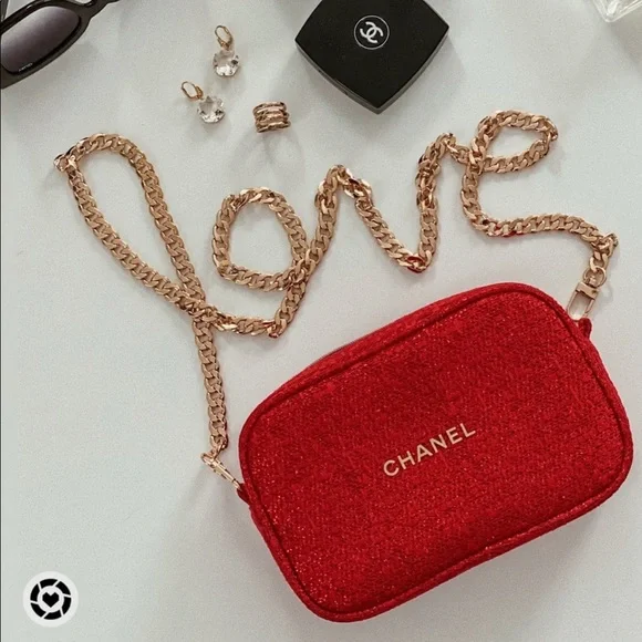 Chanel Lipgloss Trio Gift Set with Beauty Bag on Chain
